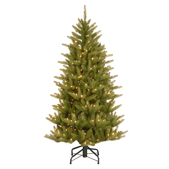 4.5 ft. Pre-Lit Feel Real&#xAE; Natural Fraser Slim Hinged Artificial Christmas Tree, Clear Lights